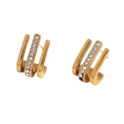 Triple Mini Open Studs in 18K Gold-Plating with Cubic Zirconia