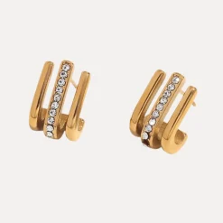 Triple Mini Open Studs in 18K Gold-Plating with Cubic Zirconia