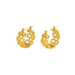 Twist Chain Circle Hoops in 18K Gold-Plating