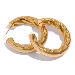 Twisted Statement Hoops in 18K Gold-Plating