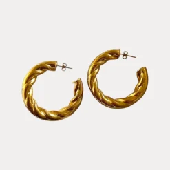 Twisted Statement Hoops in 18K Gold-Plating