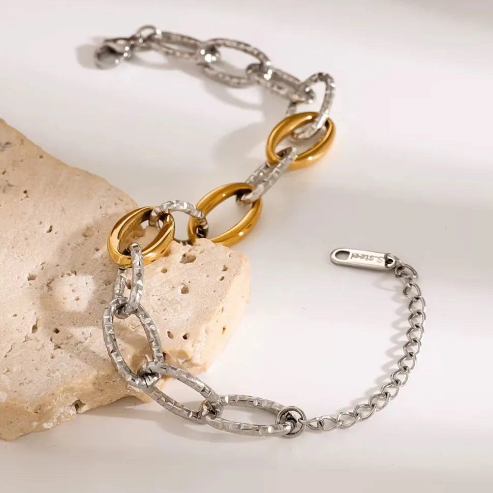 Two Tone Chunky Link Bracelet
