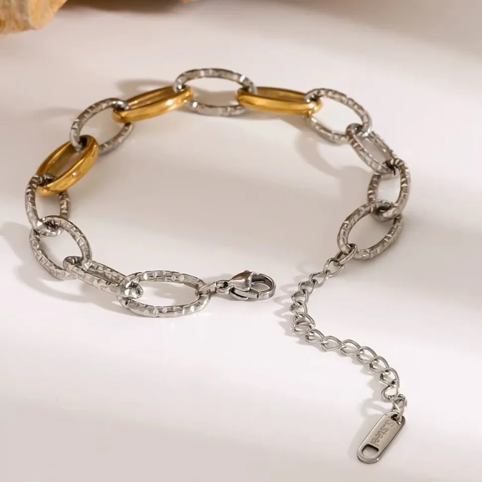 Two Tone Chunky Link Bracelet
