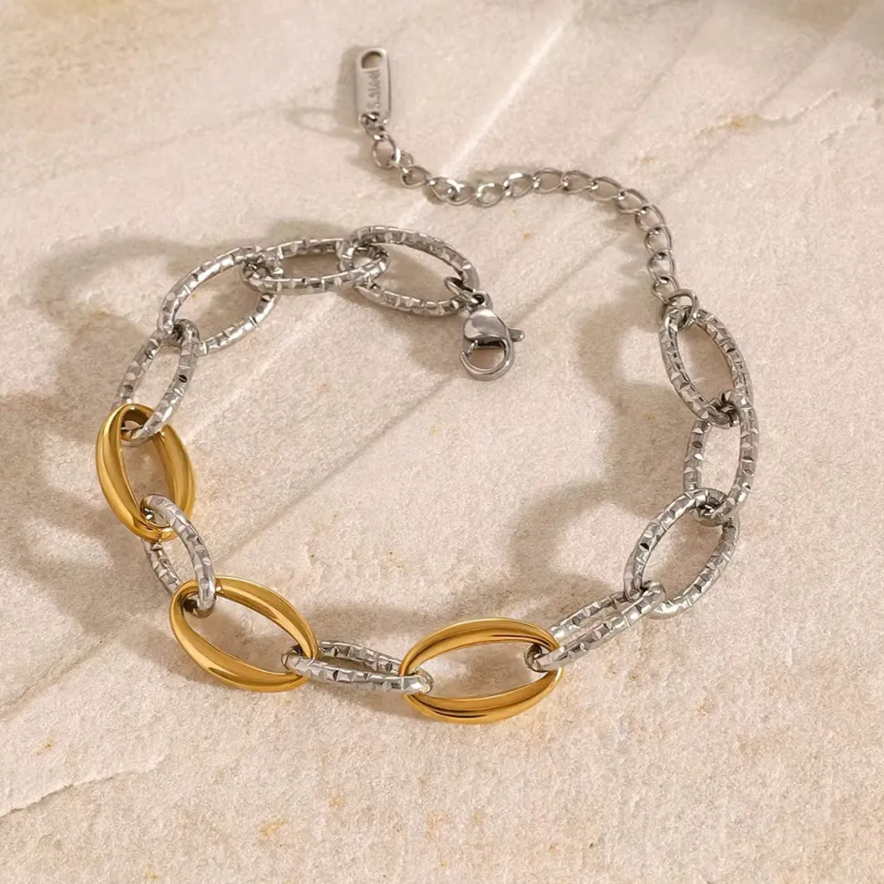 Two Tone Chunky Link Bracelet