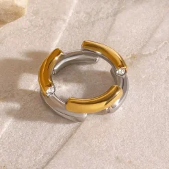 Two Tone CZ Edge Ring