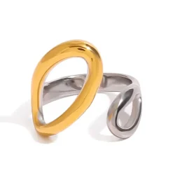Two Tone Geo Open Ring