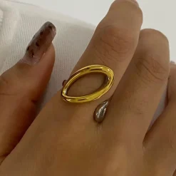 Two Tone Geo Open Ring