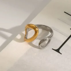 Two Tone Geo Open Ring