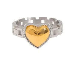 Two Tone Heart Rollie Ring