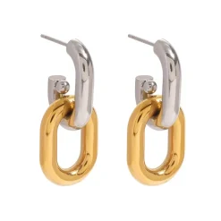Two Tone Link Statement Earrings