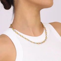 Two Tone Oval Link Necklace