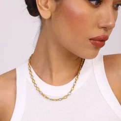 Two Tone Oval Link Necklace