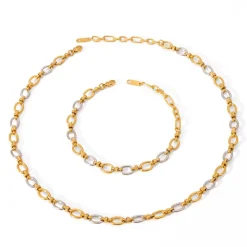 Two Tone Oval Link Necklace