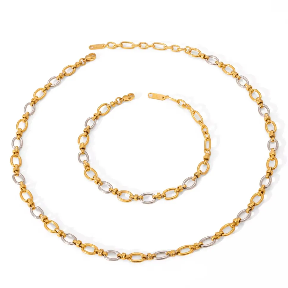 Two Tone Oval Link Necklace
