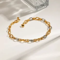Two Tone Oval Linked Bracelets