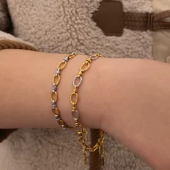 Two Tone Oval Linked Bracelets