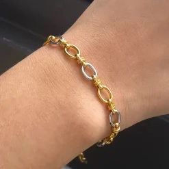 Two Tone Oval Linked Bracelets