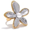 Two Tone Oversized Flower Ring