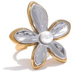 Two Tone Oversized Flower Ring