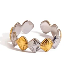 Two Tone Scalloped Open Ring