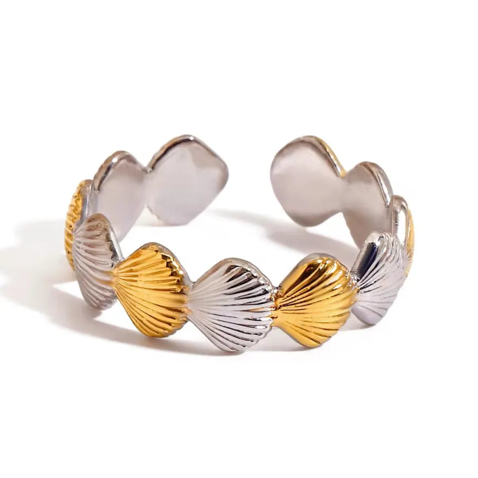 Two Tone Scalloped Open Ring