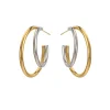 Two Tone Thin Double Layer Earrings