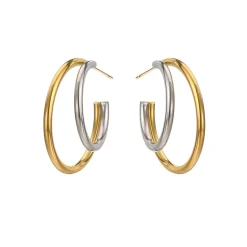 Two Tone Thin Double Layer Earrings