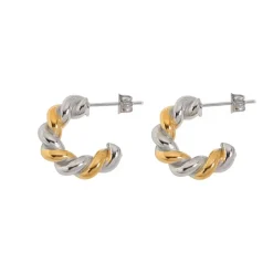 Two Tone Twisted Open Hoop