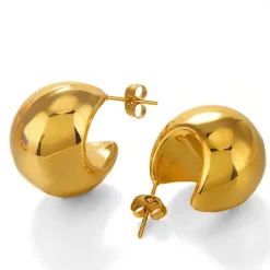 Vintage Hollow C-Shaped Earrings in 18K Gold-Plating