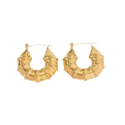 Wide Bamboo Hoops in 18K Gold-Plating